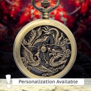 Dragon Phoenix Pocket Watch – Vintage Look Chinese Mythology Yin Yang Keepsake